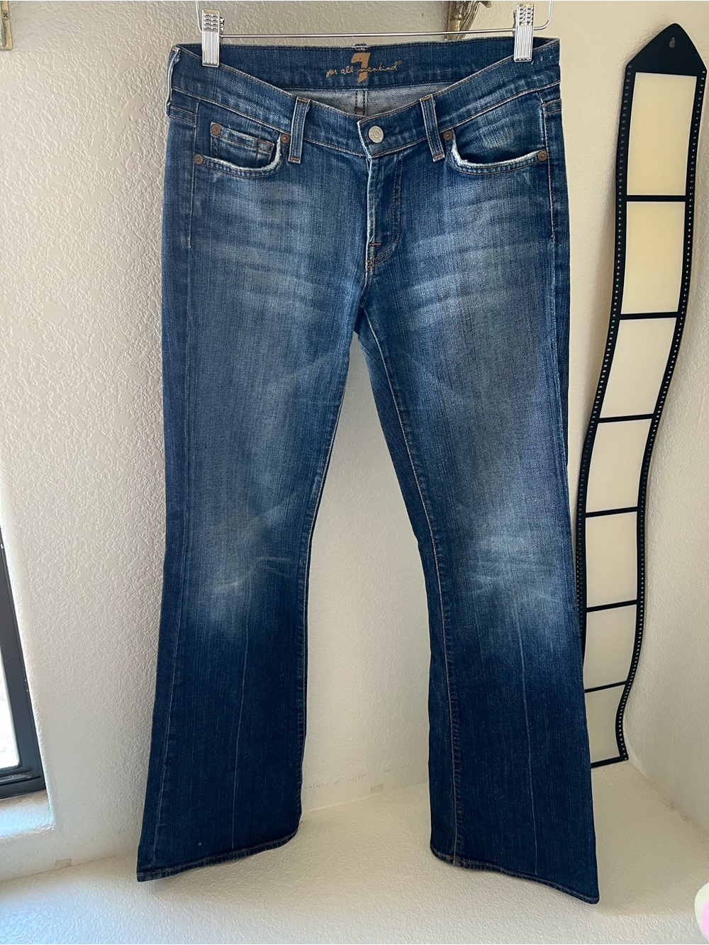7 For All Mankind Women's Flare Jeans Classic Blue Wash